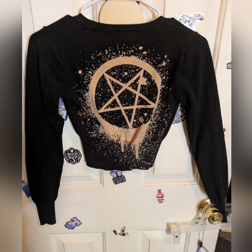 Too Fast Pentagram Button Up Sweater Cardigan